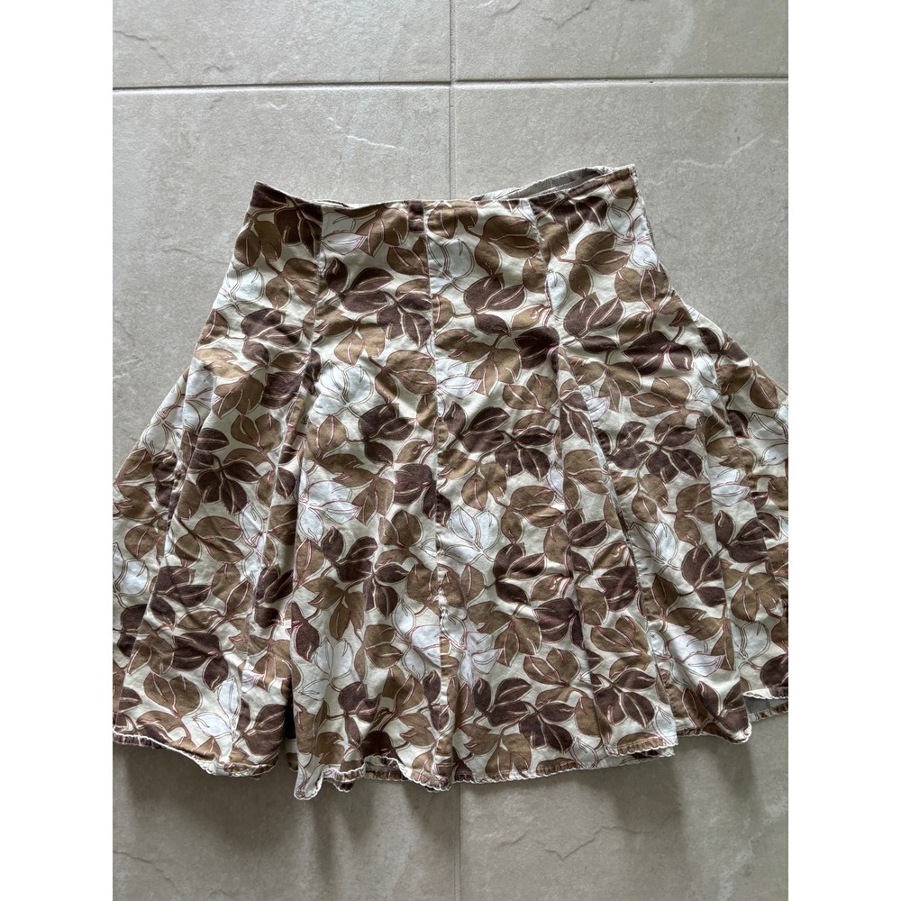 Vintage Merona Skirt Womens 10‎ Brown Leaves Pleated Preppy Y2K Career Coquette - Picture 3 of 8